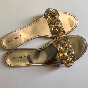 Brand new gold crystal sandals